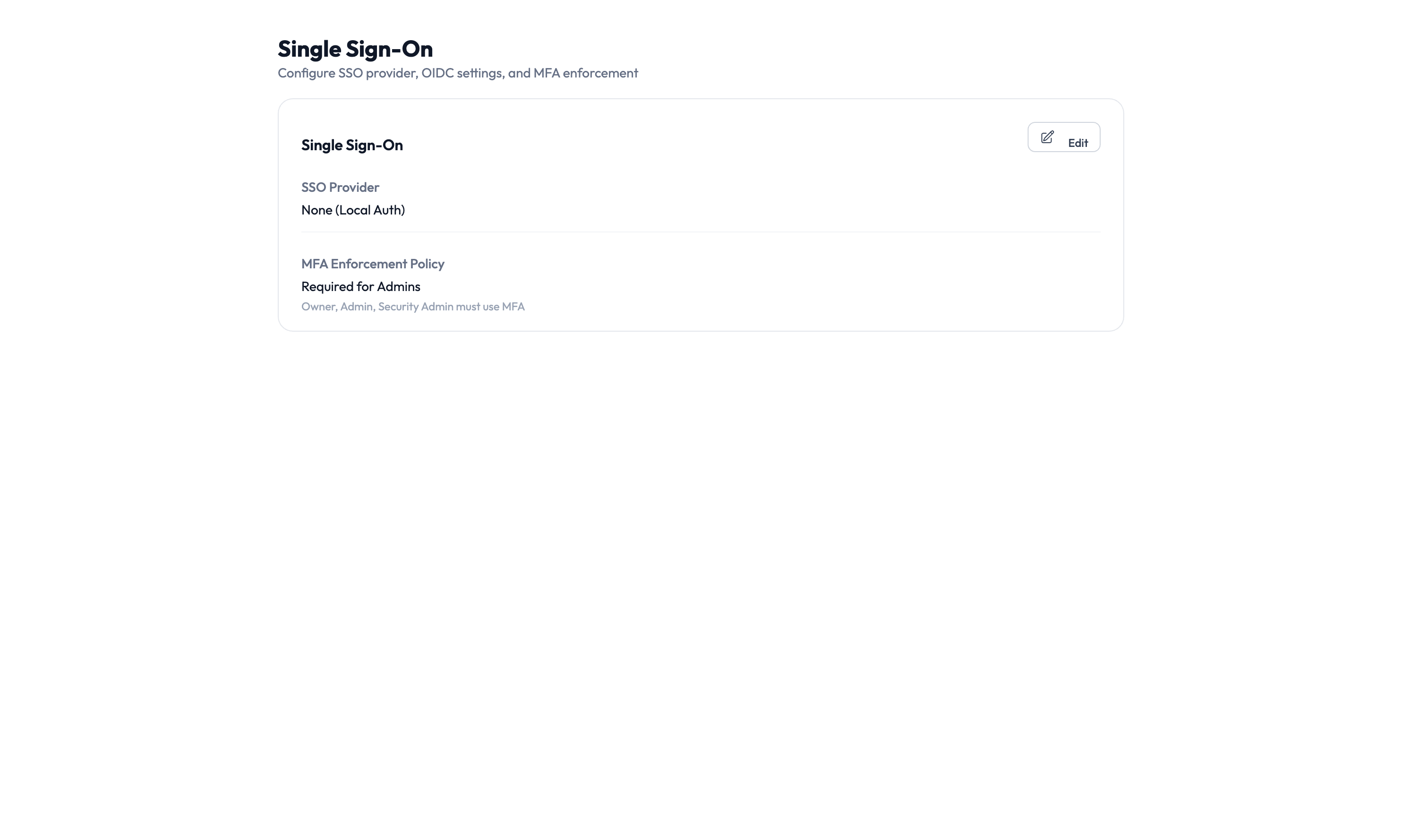 Single Sign-On settings page showing SSO provider and protocol options