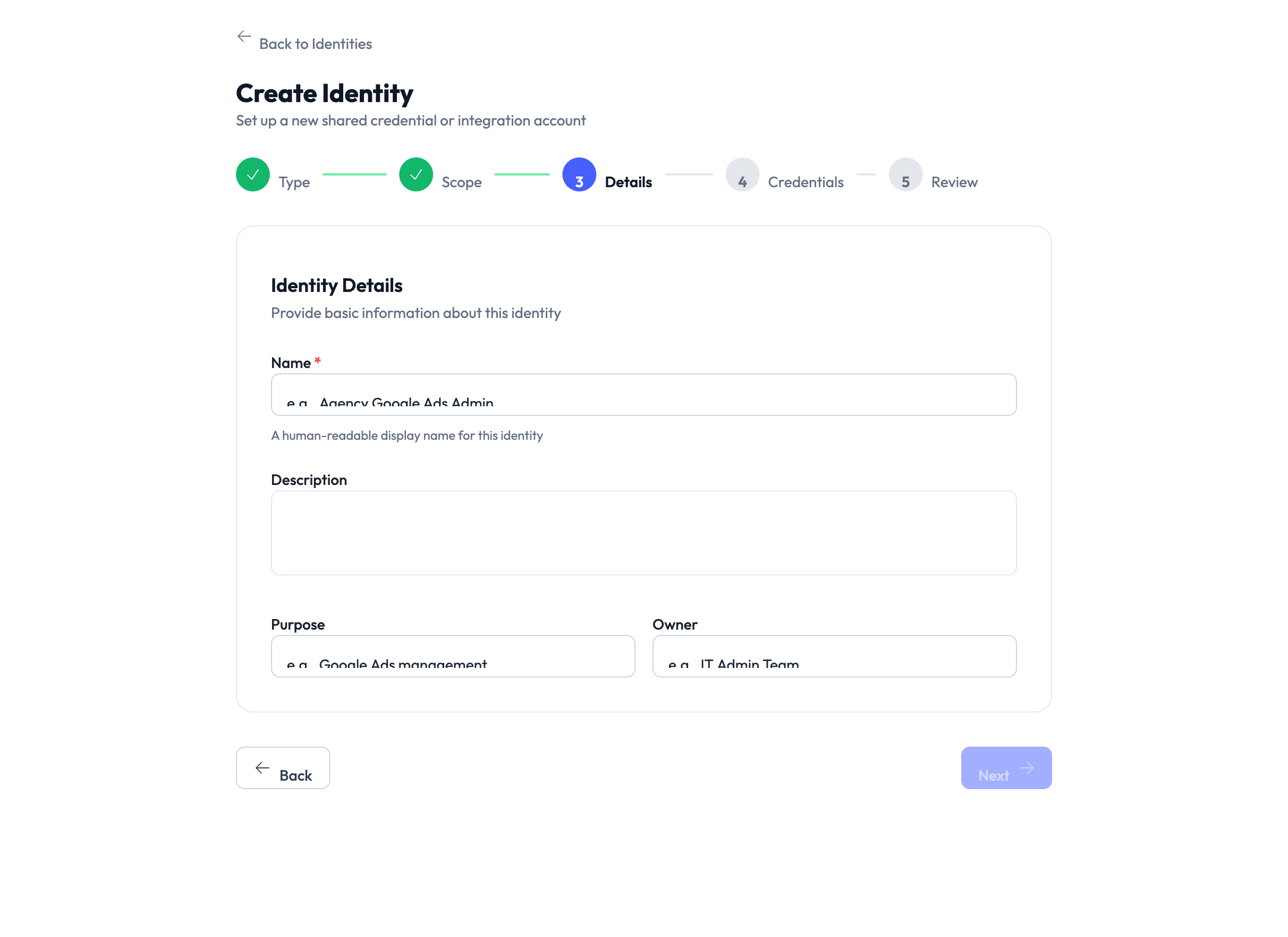 Step 3 — Identity Details